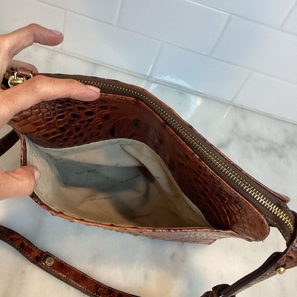 Brahmin Remy Pecan Croc Embossed Crossbody Bag - Picture 12 of 13